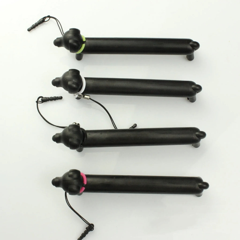 Black puppy-shaped touch screen stylus with extendable design and phone stand functionality