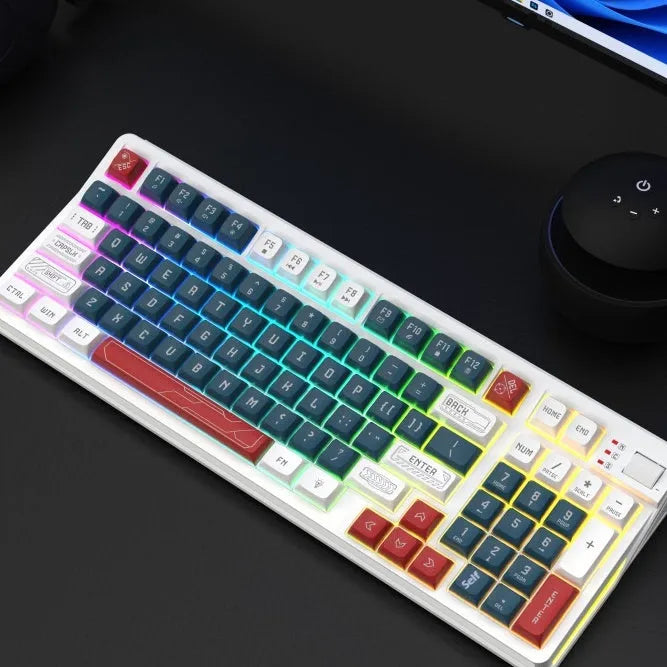 USB luminous desktop keyboard with backlit keys and long cable in one of four colour options