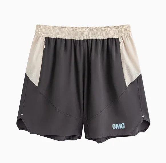 Men's loose workout shorts with elastic lace-up fly in dark rock ash colour