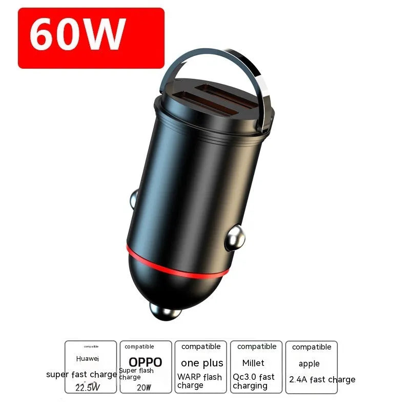 Black 200W car charger with zinc alloy construction measuring 38mm