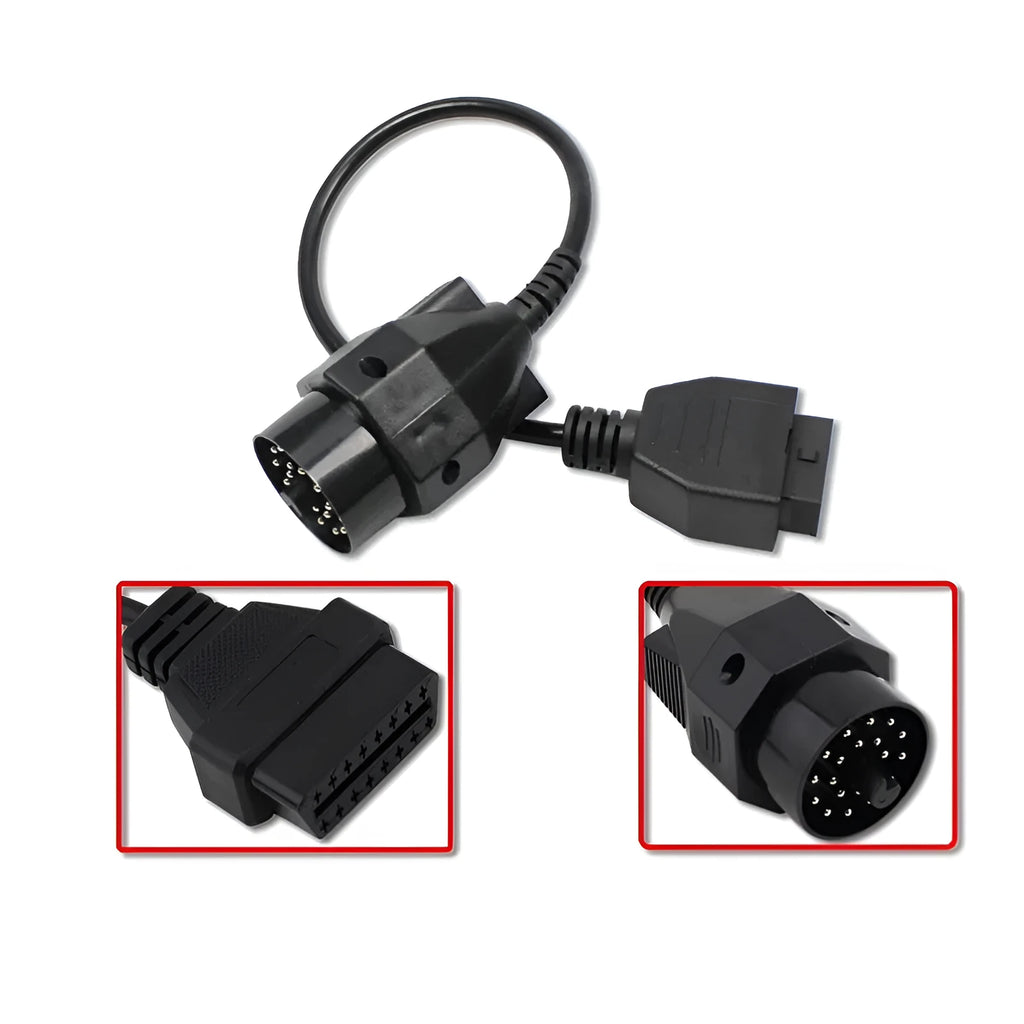 BMW OBD2 diagnostic adapter cable with 20-pin and 16-pin connectors