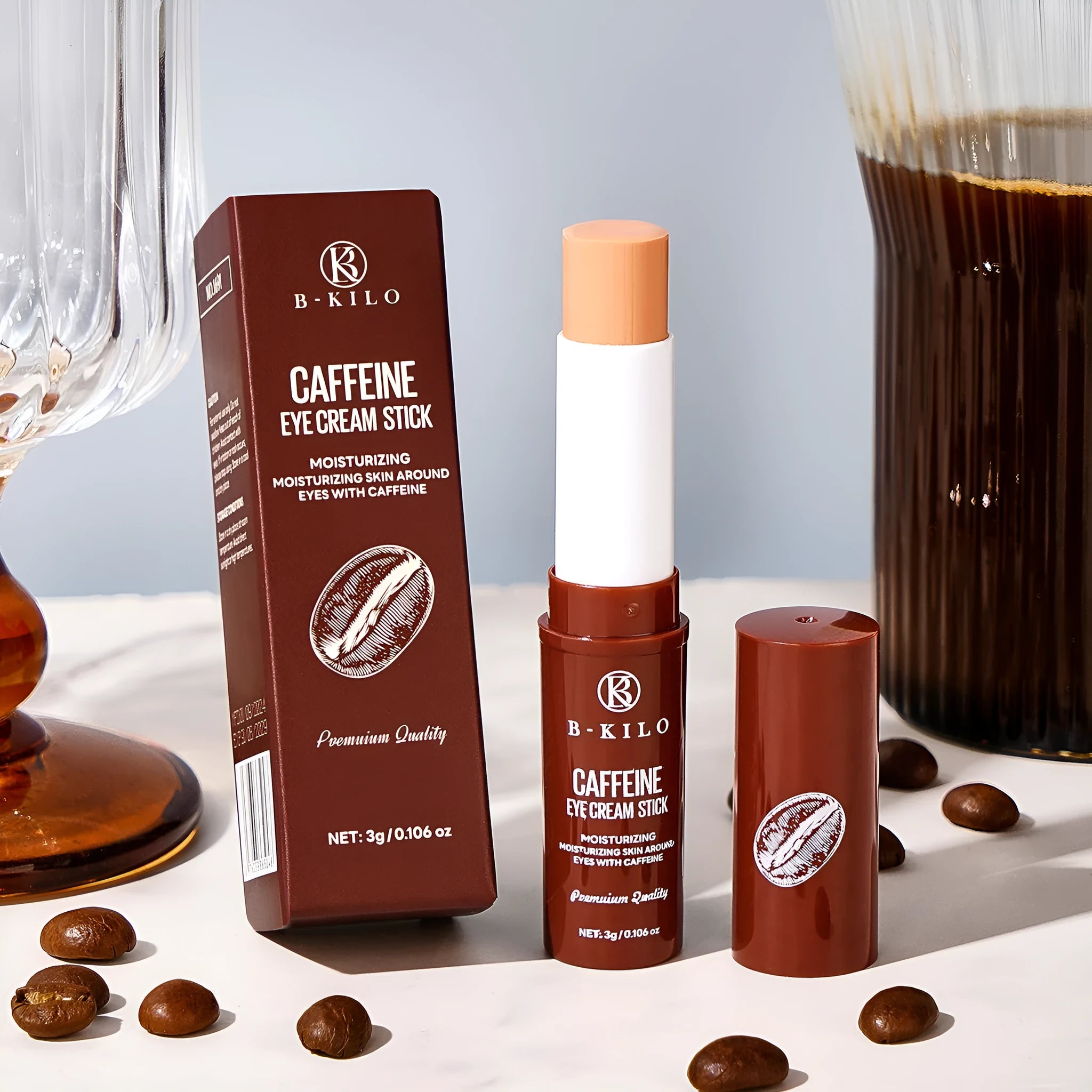 Caffeine eye cream stick for hydrating and reducing fine lines and dark circles