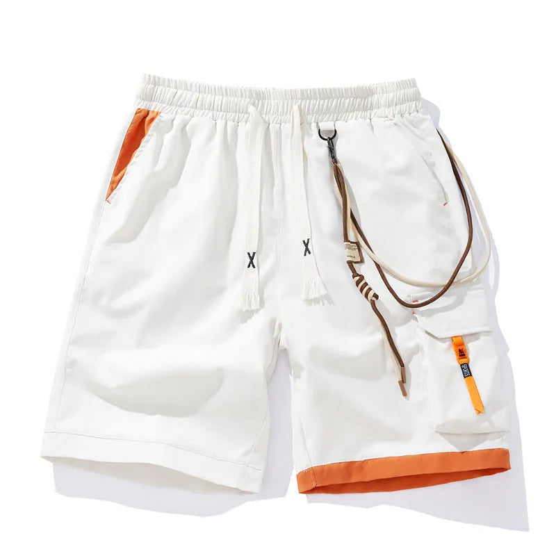 Men's plus size bamboo fibre shorts in straight-leg cropped style with high elasticity waistband
