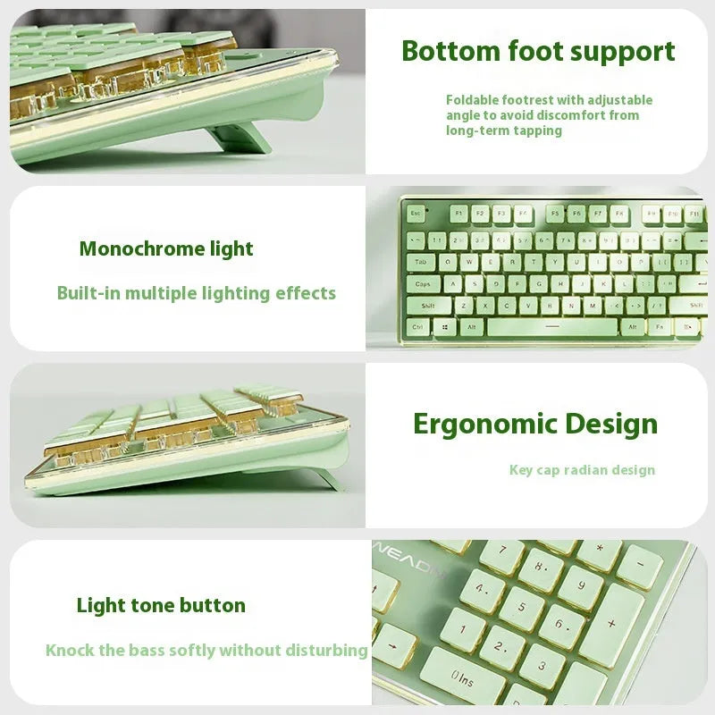 Prewalker V3 keyboard and mouse set in retro green colour with wired connection