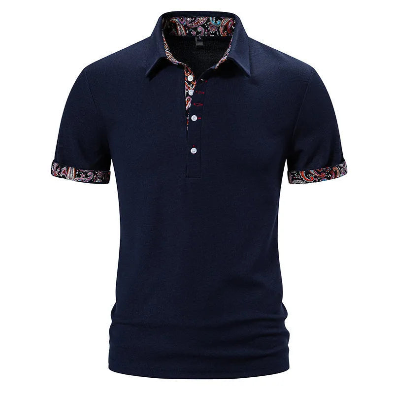 Men's polo shirt in cotton blend fabric with turnover collar and short sleeves, shown in white colour.