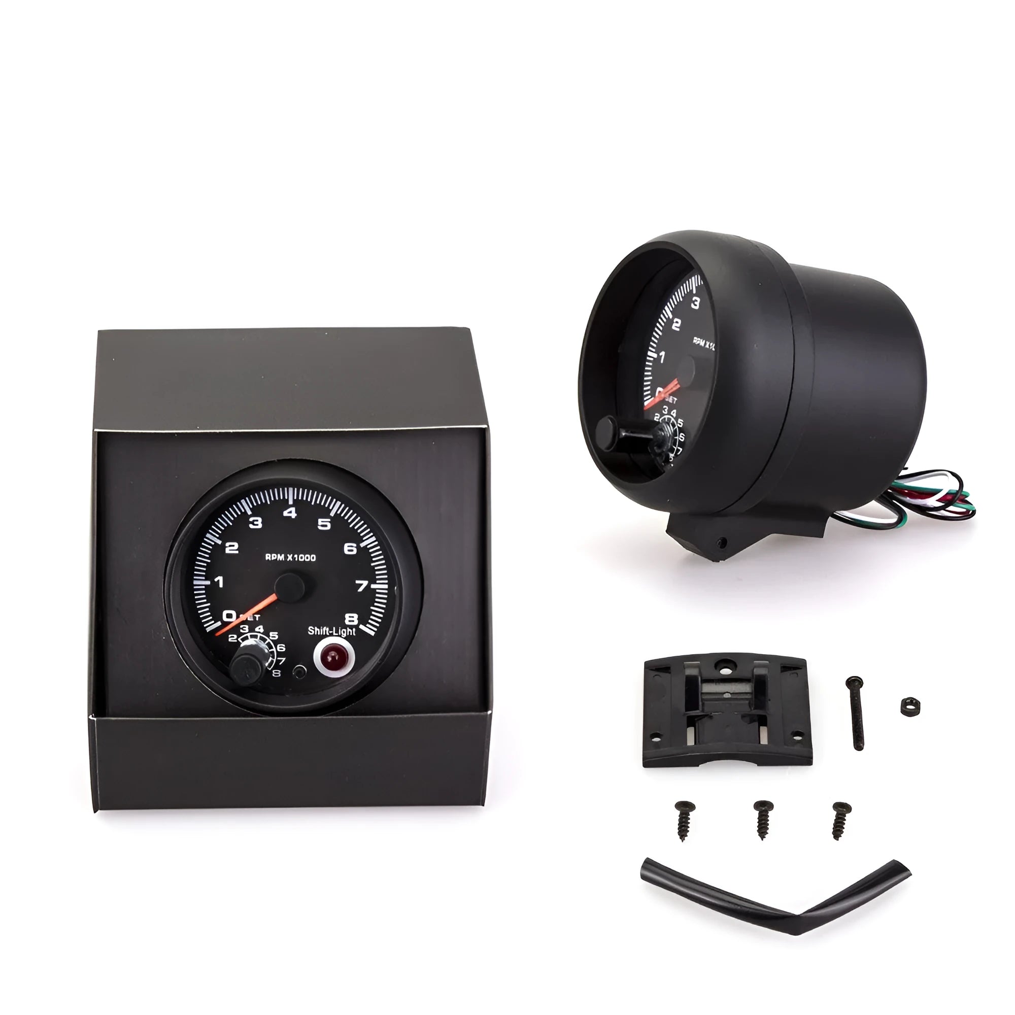 Universal blue light pointer tachometer 0-8000 RPM 95mm black plastic car gauge