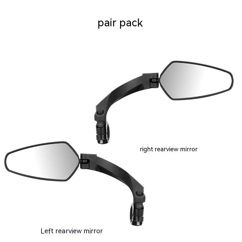 Black-framed bicycle rearview mirror with clear PMMA acrylic surface