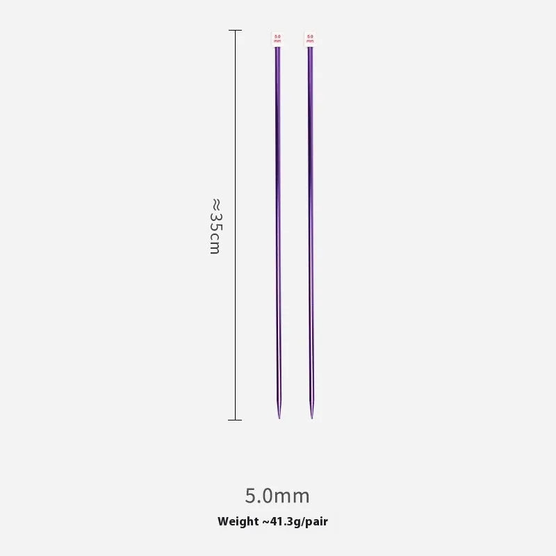 Set of lengthened double-ended crochet hooks in various sizes from 2.0mm to 10.0mm with protective end caps.
