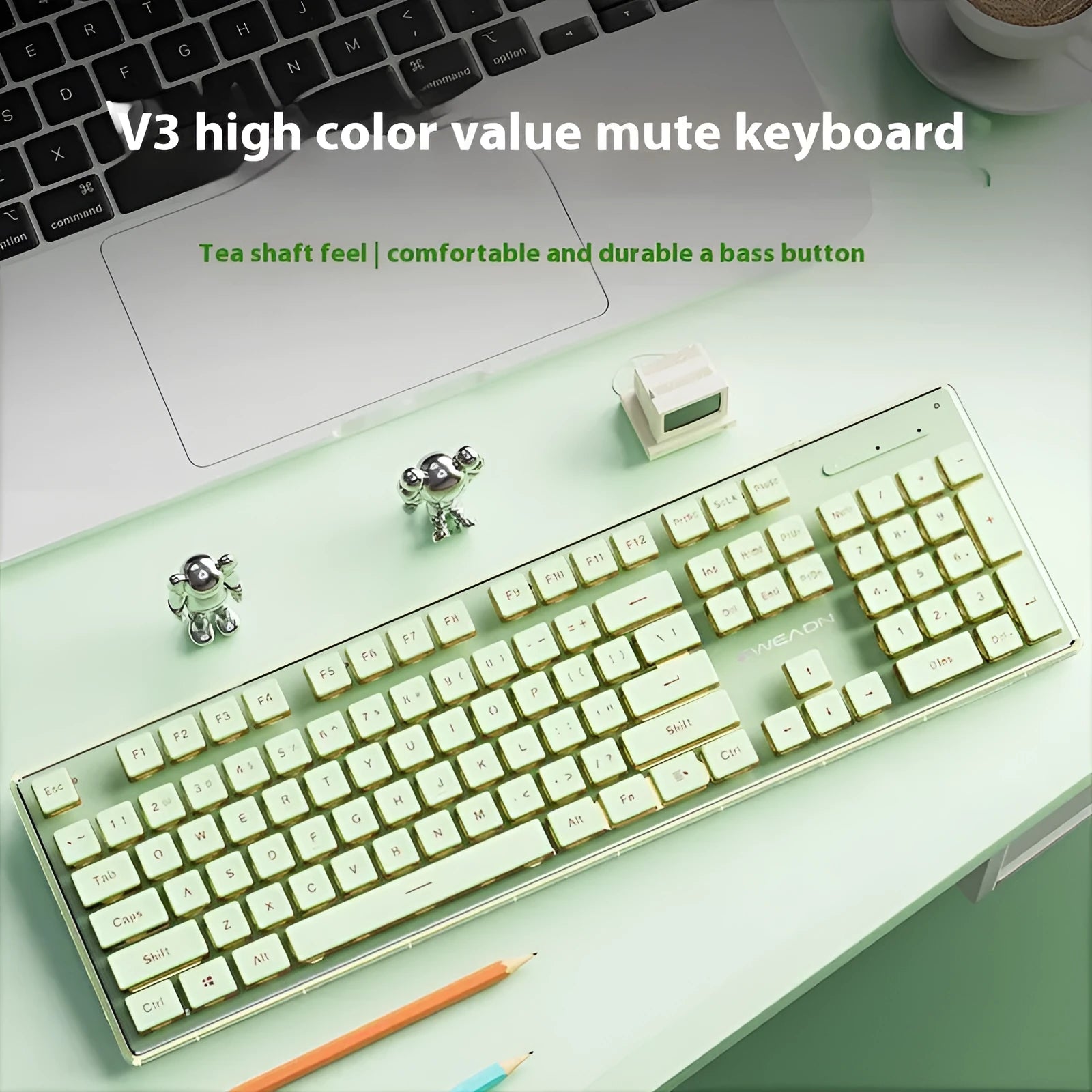 Prewalker V3 keyboard and mouse set in retro green colour with wired connection